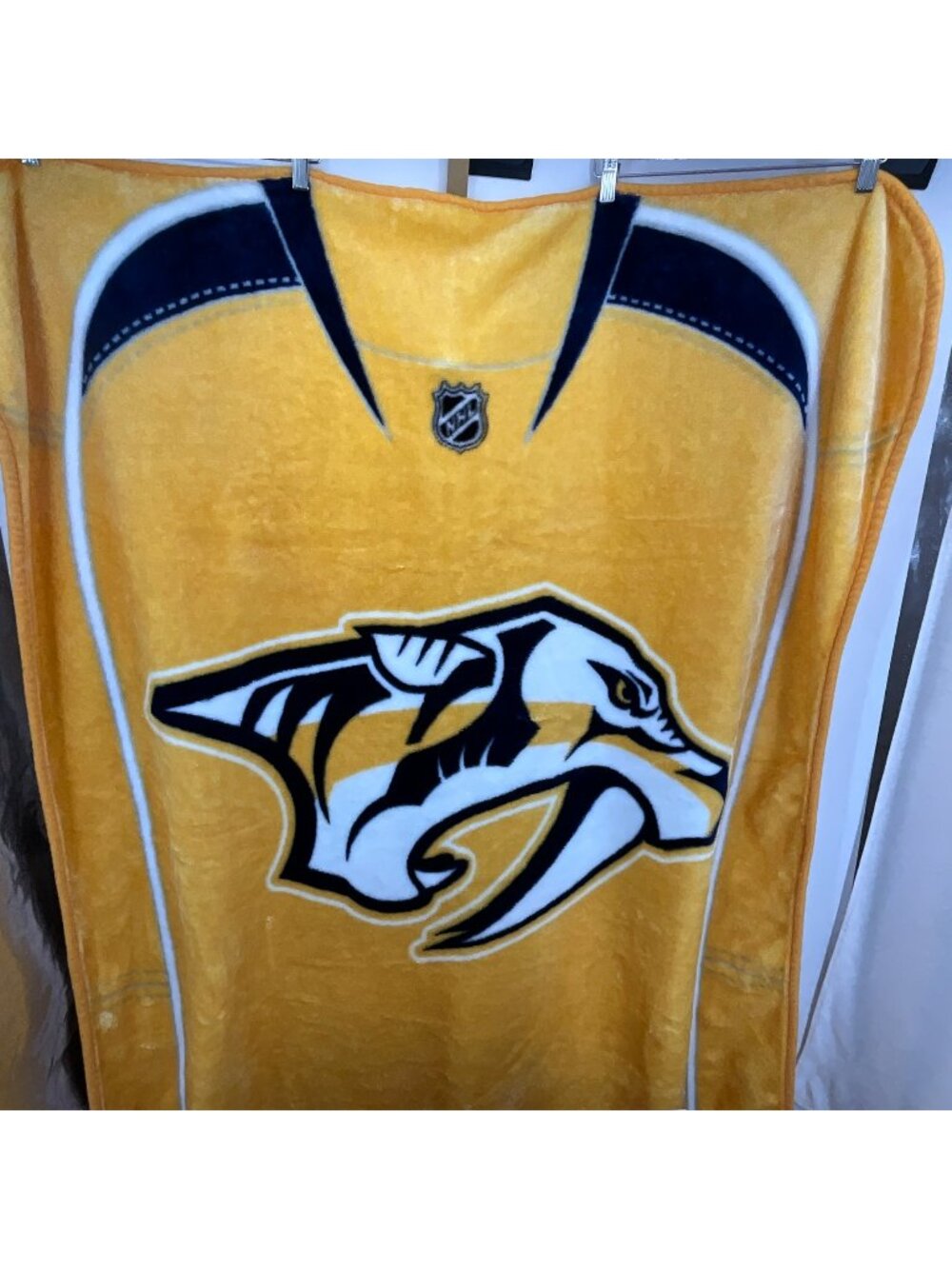 Nashville Predators NHL Logo Blanket By The Northwest Company - Yellow & Navy -